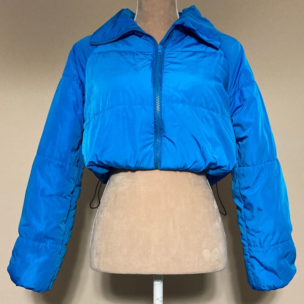 SHEIN Vibrant Blue Puffer Cropped Jacket- size Small